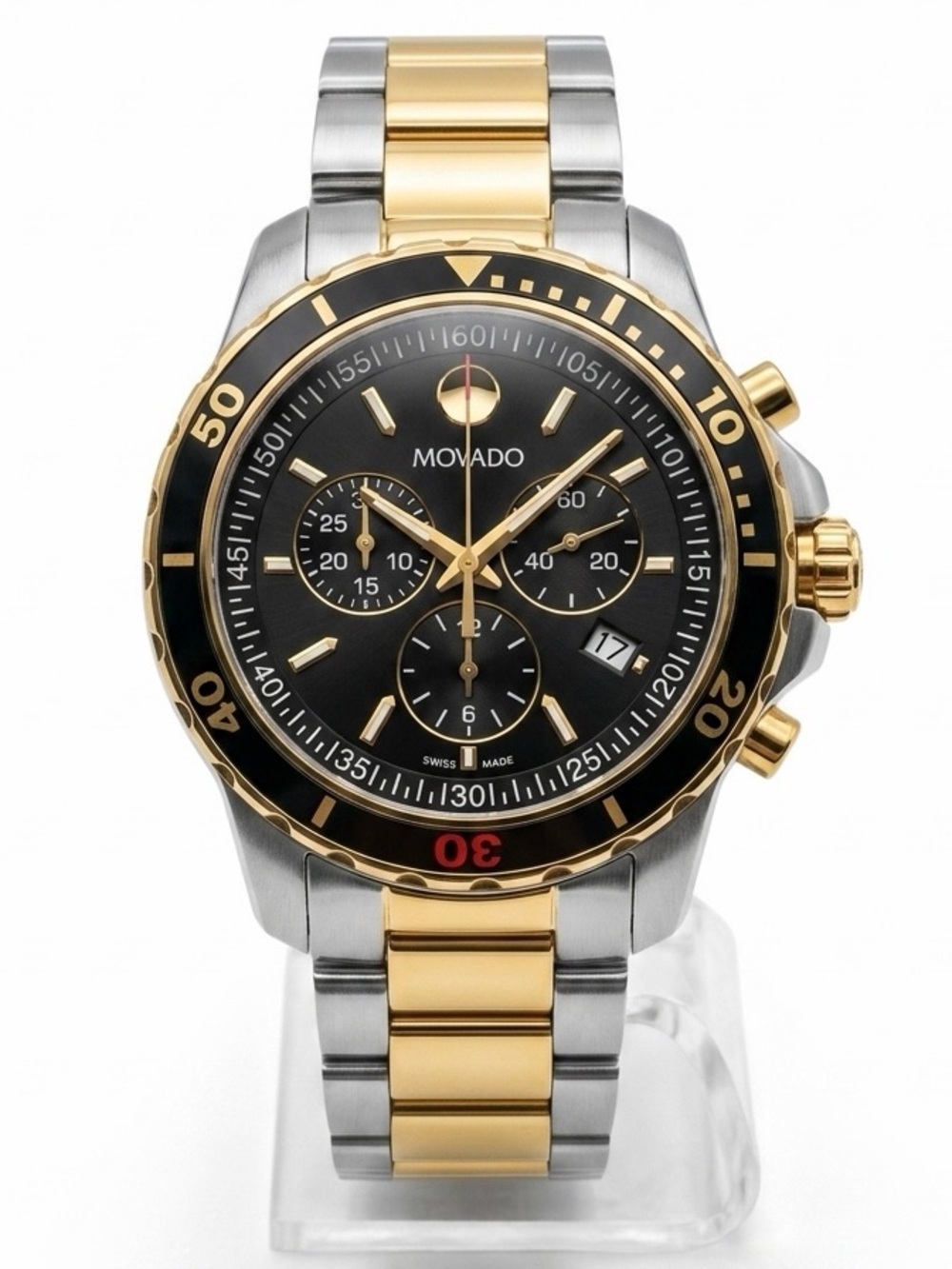 Full set Movado Series 800 Men Steel Two-Tone Gold Black 42mm